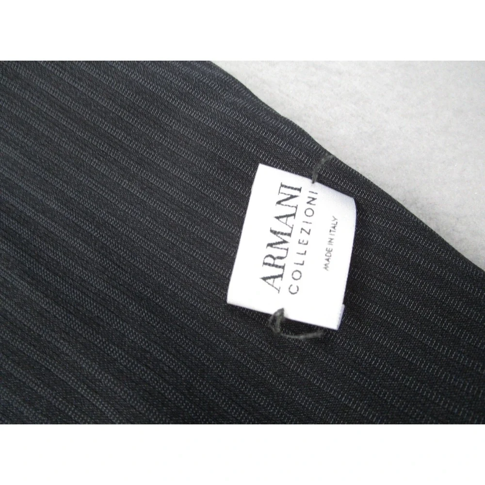 Armani Collezioni Mens Black Pinstripe Wool Silk Suit Made in Italy